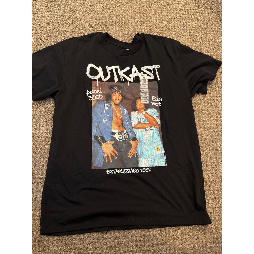 Outkast Andre 3000 Big Boi Graphic T-Shirt Black Mens Large Established 1992
